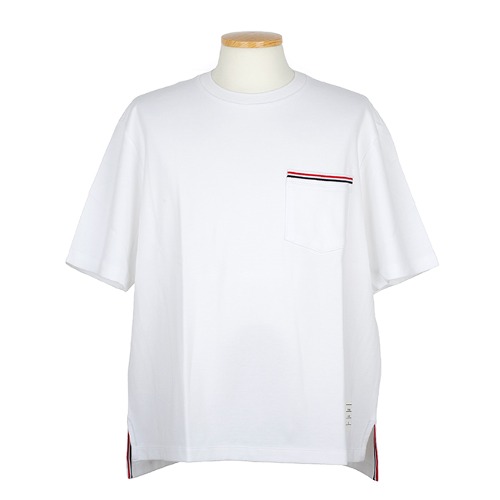 톰브라운 RWB 포켓 오버사이즈 반소매 티셔츠 MJS183A-07323 100 (WHITE)