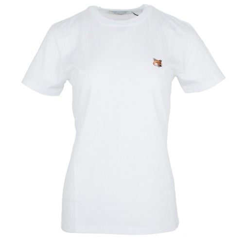 메종키츠네 여성 폭스헤드 패치 면 티셔츠 AW00103KJ0005 P100 (WHITE)