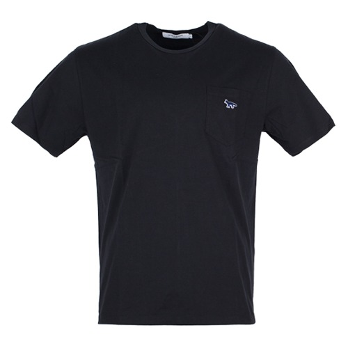 23SS 메종키츠네 남성 네이비 폭스 패치 면 티셔츠 HM00136KJ0008 P199 (BLACK)