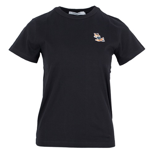 23SS 메종키츠네 여성 폭스 패치 면 티셔츠 KW00107KJ0008 P199 (BLACK)