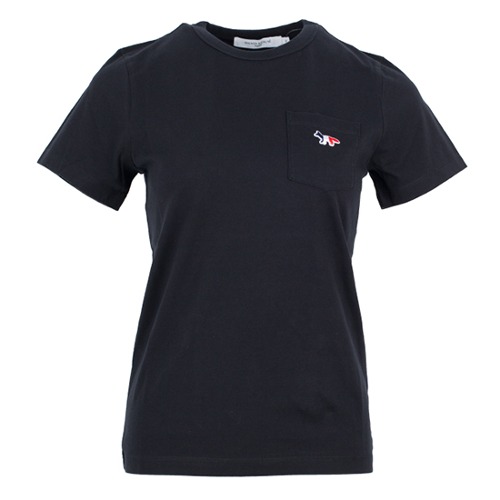 메종키츠네 여성 트리컬러 폭스 패치 면 티셔츠 FW00107KJ0010 P199 (BLACK)