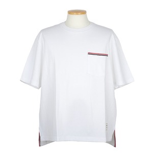 톰브라운 RWB 포켓 오버사이즈 반소매 티셔츠 MJS183A-07323 100 (WHITE)