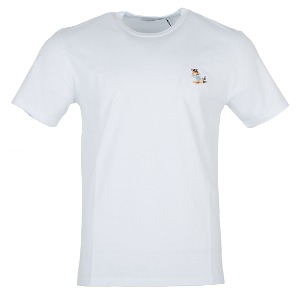메종키츠네 남성 폭스 패치 면 티셔츠 JM00122KJ0008 P100 (WHITE)
