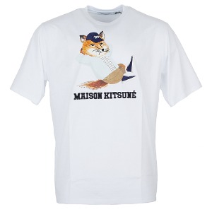 메종키츠네 남성 폭스 프린트 면 티셔츠 JM00148KJ0008 P100 (WHITE)