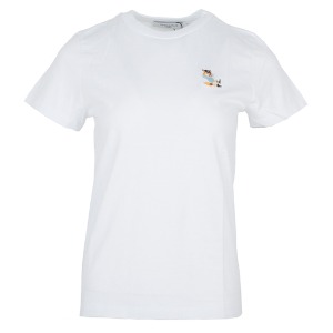 메종키츠네 여성 폭스 패치 면 티셔츠 JW00128KJ0008 P100 (WHITE)