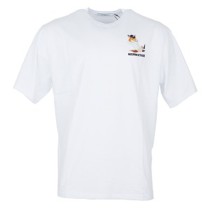 메종키츠네 남성 스몰 폭스 프린트 면 티셔츠 JM00123KJ0008 P100 (WHITE)