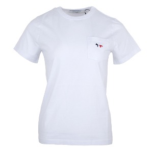 23SS 메종키츠네 여성 트리컬러 폭스 패치 면 티셔츠 FW00107KJ0010 P100 (WHITE)