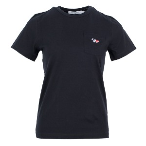 23SS 메종키츠네 여성 트리컬러 폭스 패치 면 티셔츠 FW00107KJ0010 P199 (BLACK)