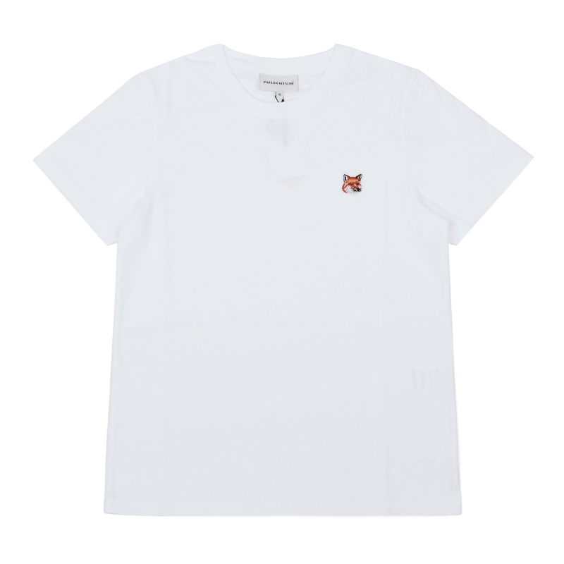 메종키츠네 여성 폭스헤드 패치 면 티셔츠 LW00105KJ0008 P100 (WHITE)
